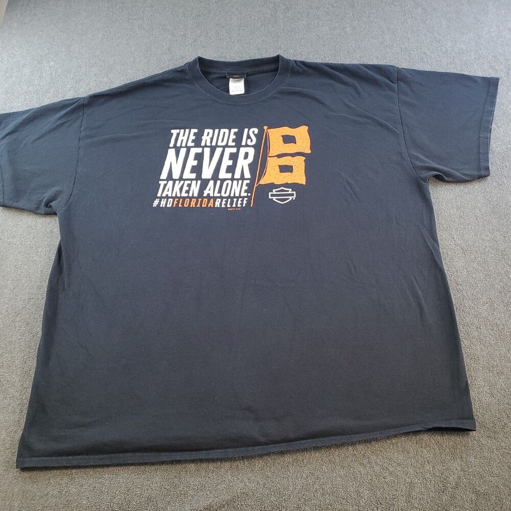 Harley Davidson Florida Relief TShirt Mens 2XL Black The Ride is Never Taken Alo - Picture 12 of 16